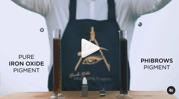 Two tubes showing comparison between PhiBrows pigments and Pure Oxide Pigments and magnets